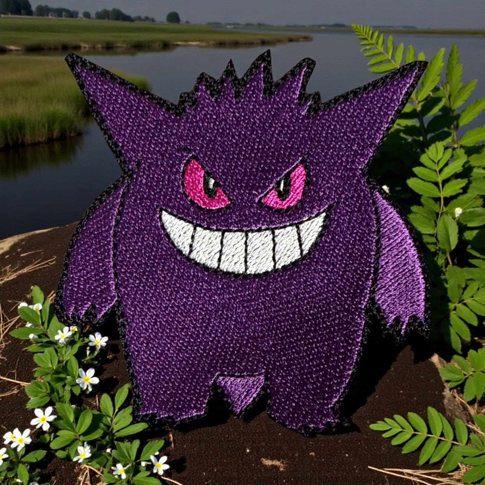 Happy Gengar Pokemon Embroidery Patch 3.03" X 2.96"