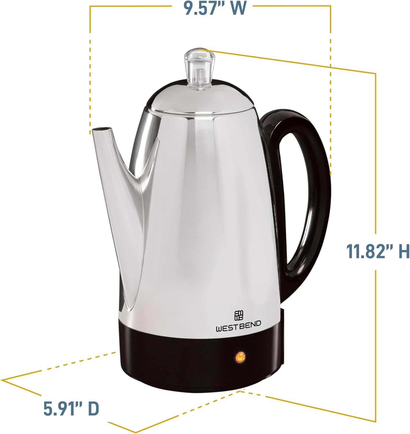 Electric Percolator Classic Style Coffee Maker with Heat Resistant Handle Base a