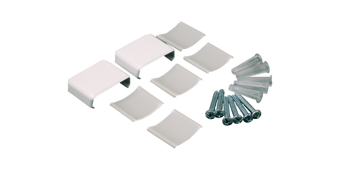 Raceway Accessory Pack, Metallic, Plastic, White, For: NM1 Wire Channels