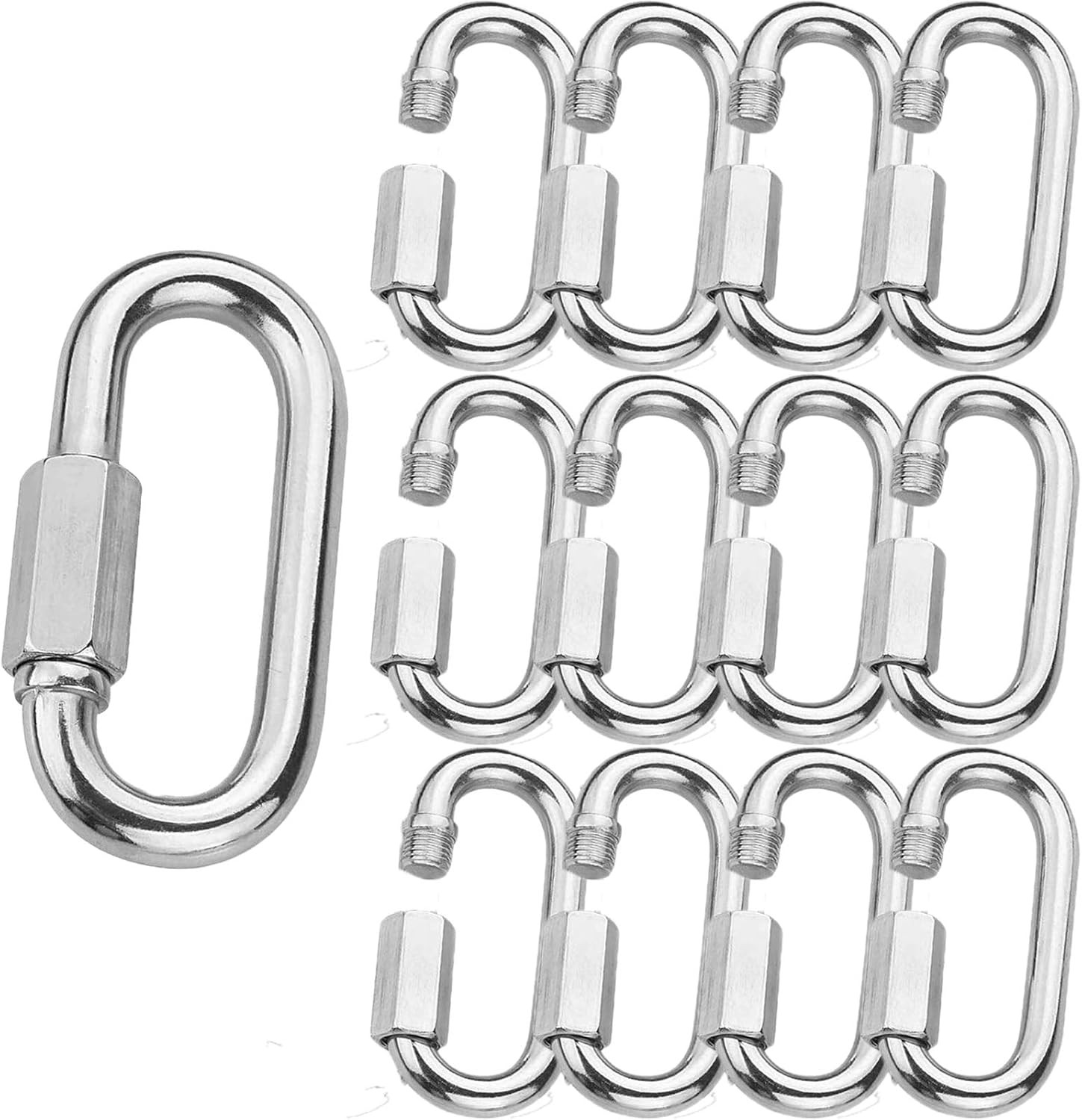 12PCS 5/16Inch Quick Links Stainless Steel Chain Links, M8 Oval Quick Locking Ca