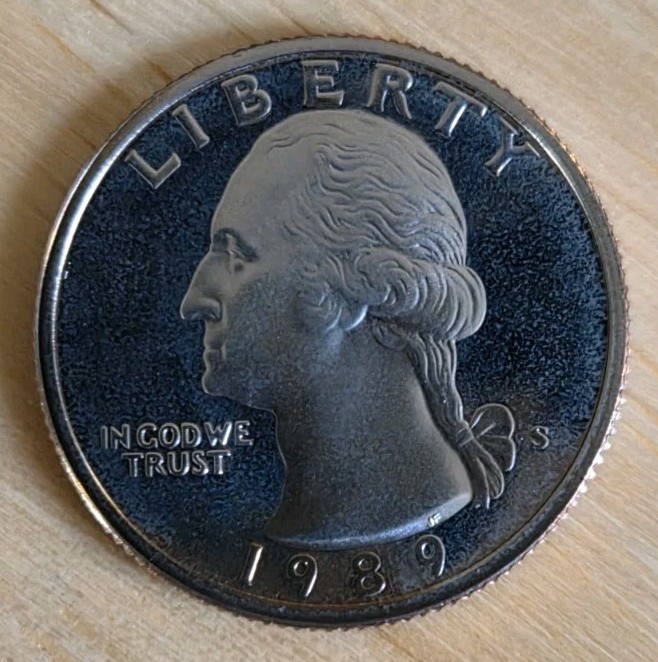 1989-S GEM PROOF WASHINGTON QUARTER 25C - Natural Toning