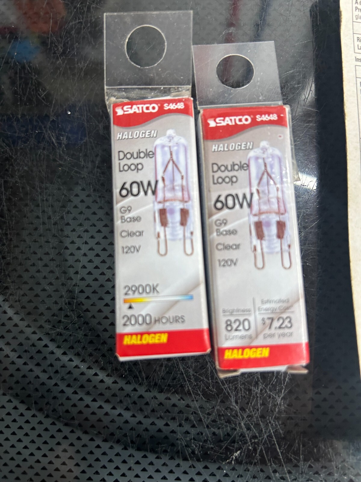 NEW 2-pack lot Satco S4648 60 Watt T4 G9 Base Light Bulb Clear Double Loop 820L