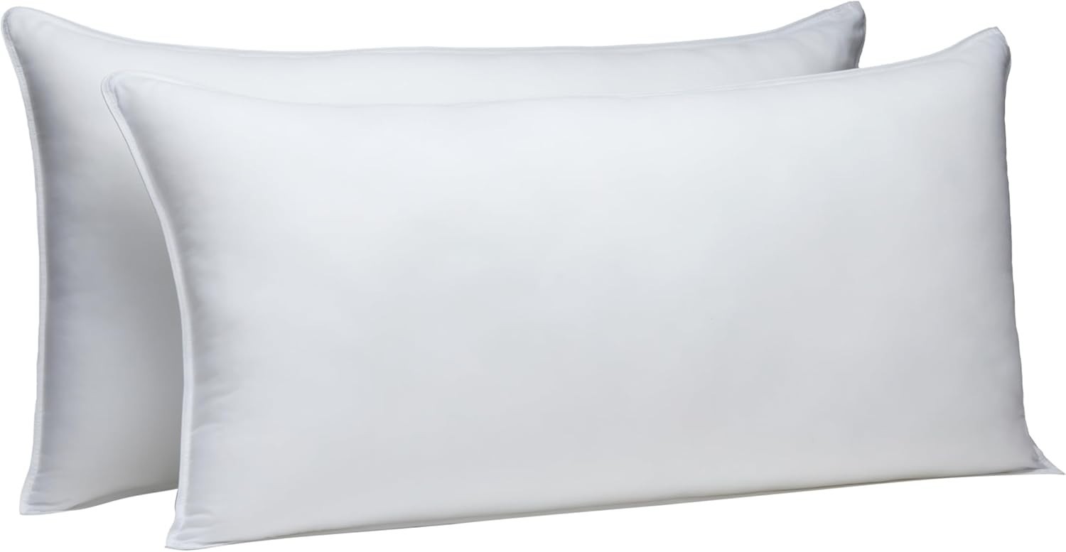 Amazon Basics Down-Alternative King Pillows 2-Pack Soft Density 20x36 Machine