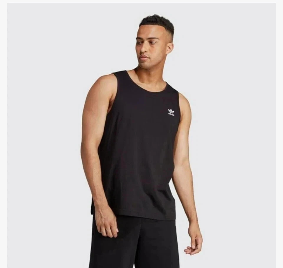 Adidas Originals Men's Trefoil Essentials Tank Top Shirt Black - IA4801 Medium