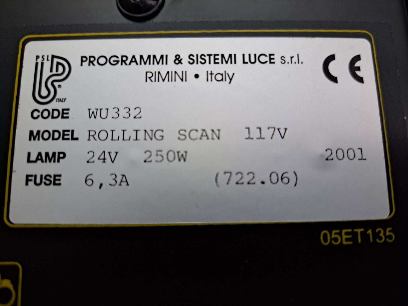 Rolling Scan Programmi Sistemi Luce (PSL) Effect Light Omnisistem RARE!