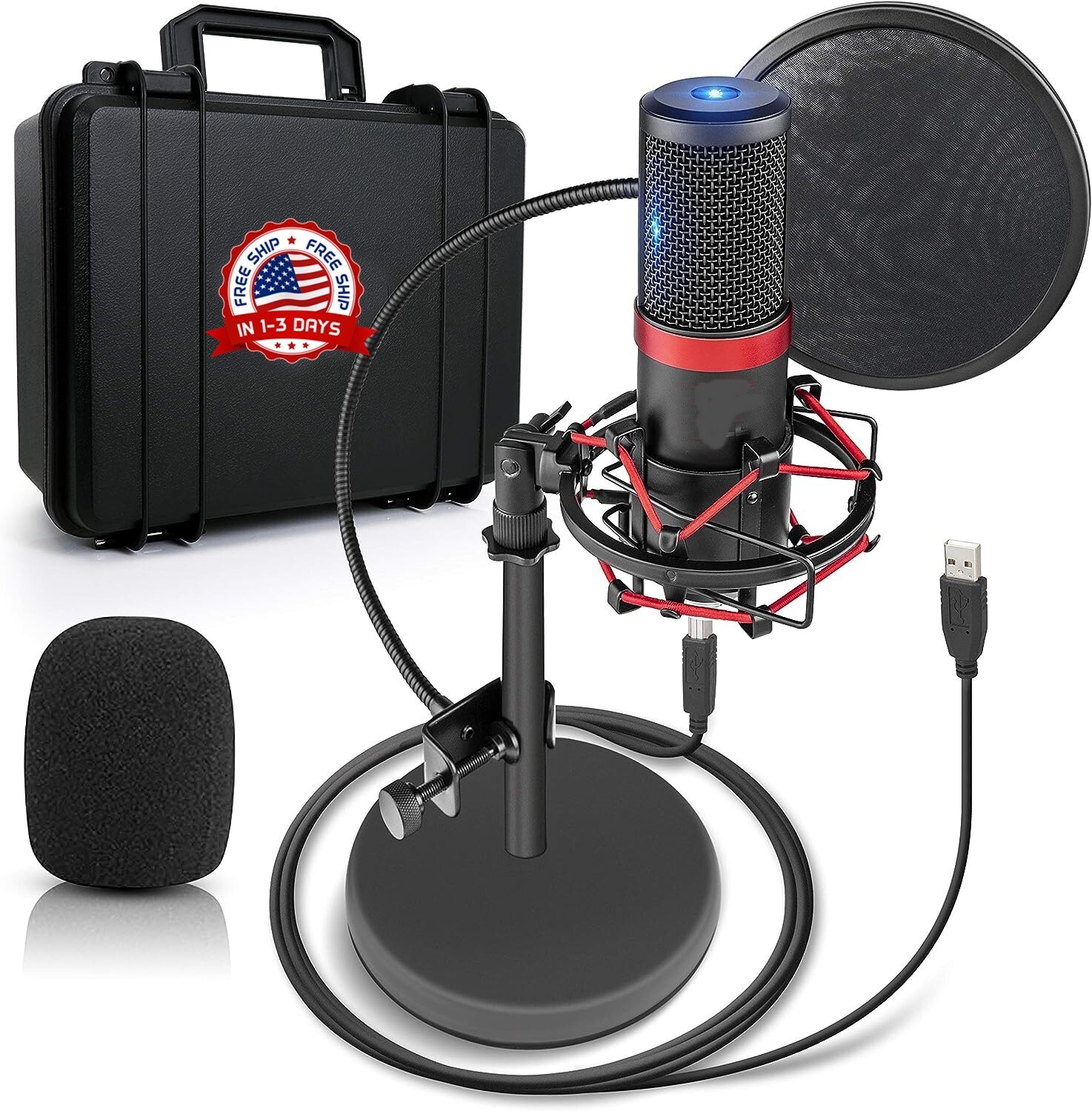 Micrófono USB para PC, Mac, juegos, grabación, transmisión, podcasting, estudio_