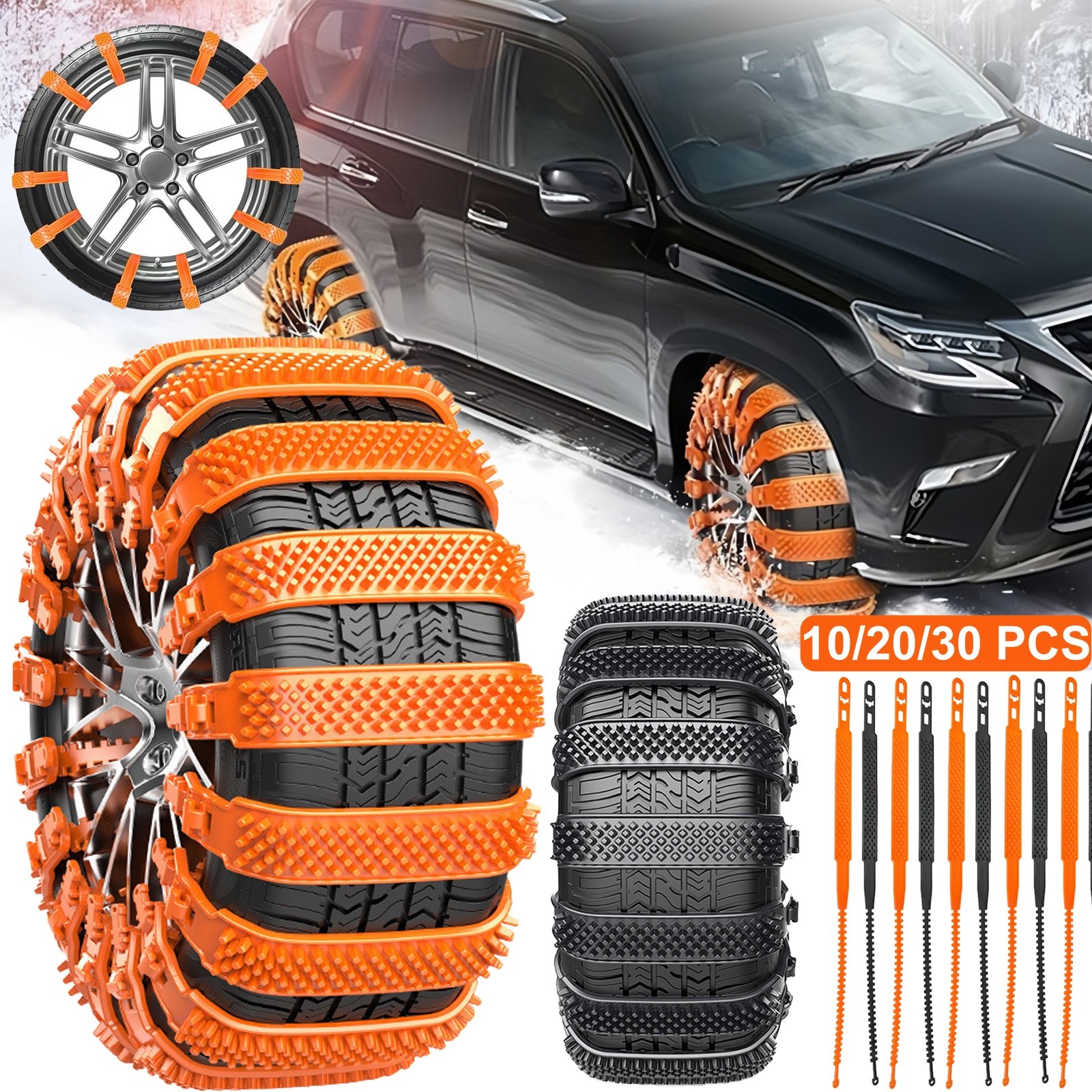 1.57" Width Emergency Anti Skid Snow Car Tire Chains For Car SUV 10/20/30 PCS