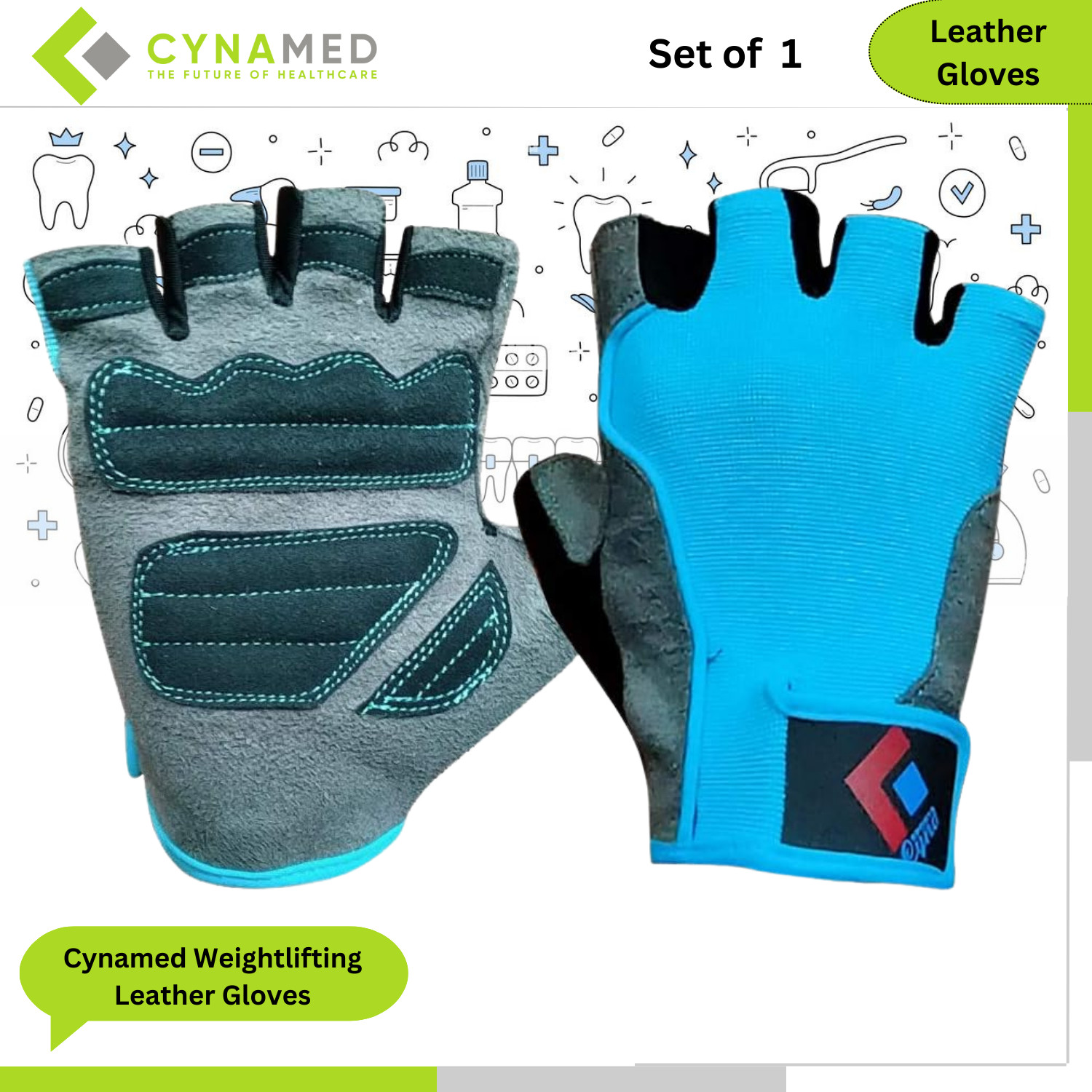 Cynamed Weightlifting Leather Gloves w/Shock Absorbing Gel Pad for Men & Women
