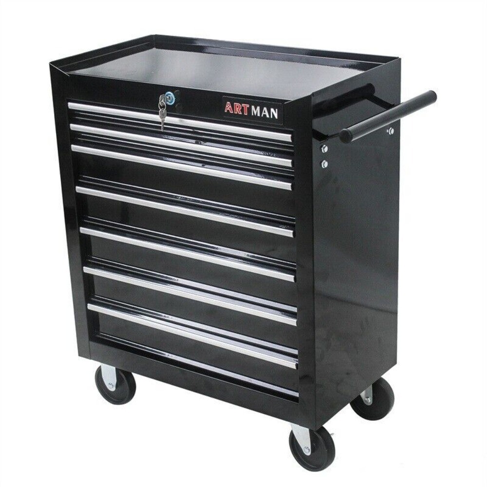 7 Drawers Rolling Tool Box Cart Tool Storage Cabinet Steel Lockable Tool Chest