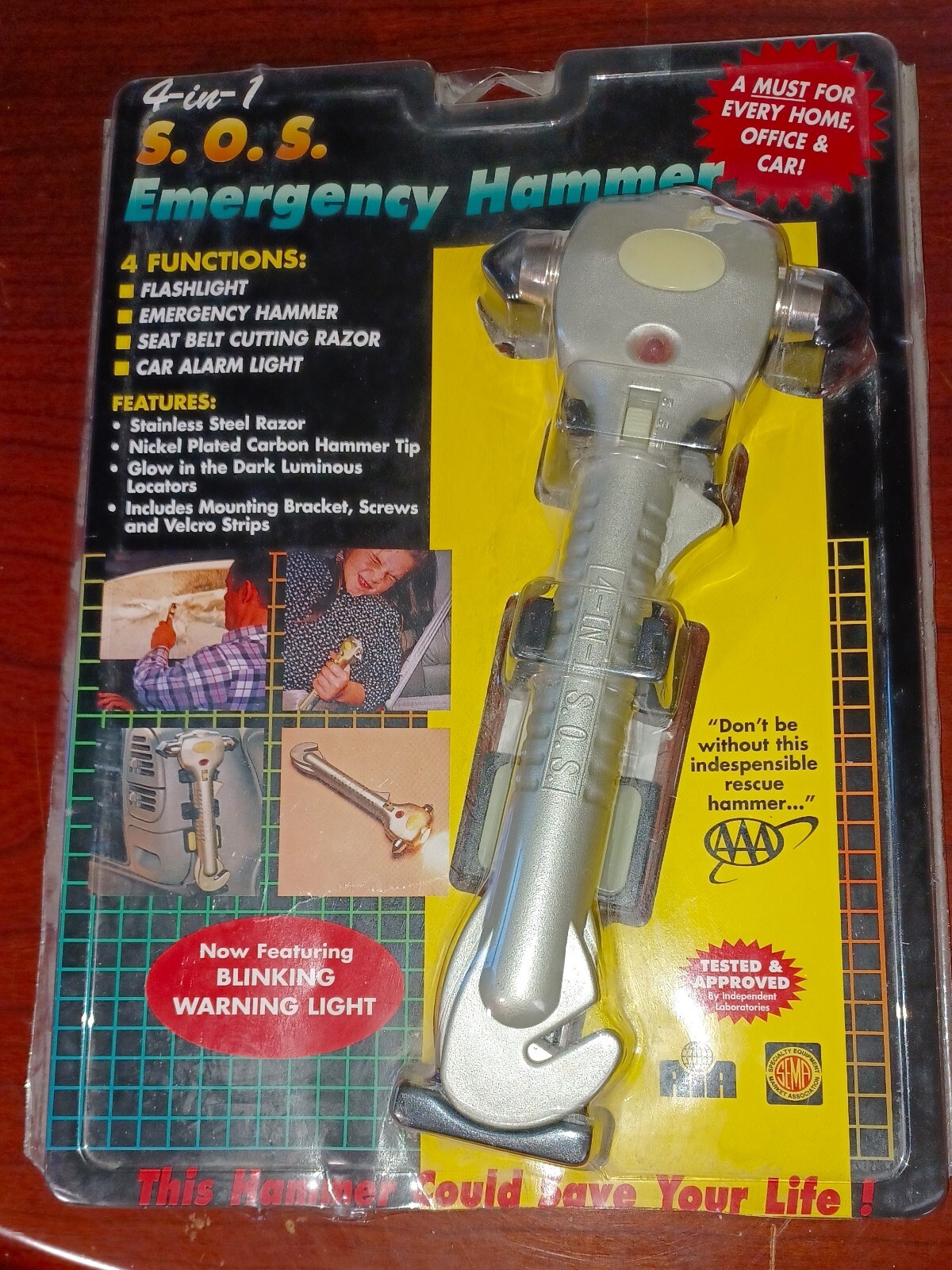 Emergency Hammer 4 in 1 Auto Safety Tool SOS Break Window Cut Seatbelt Light