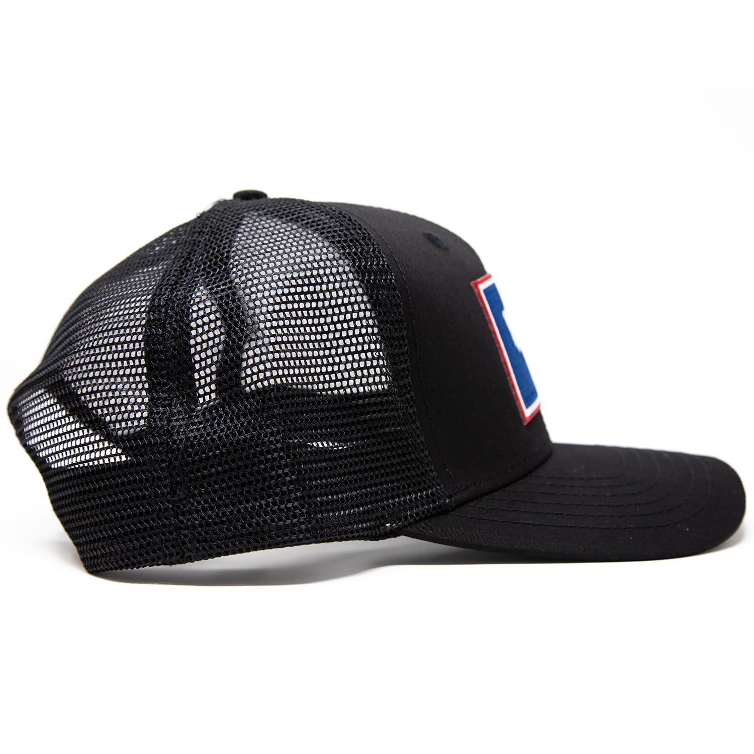 Wyoming Hat - Wyoming State Flag Trucker Baseball Snapback Hat (All Black)