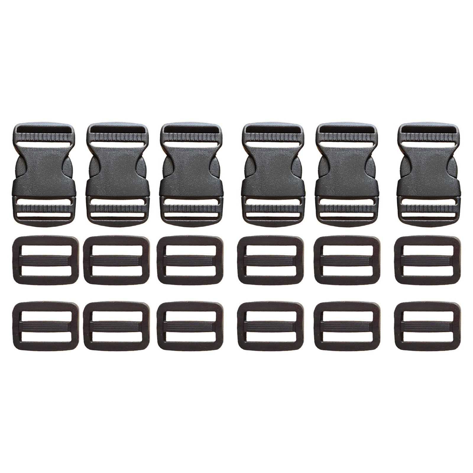 6 Set 1" Quick Side Release Plastic Buckles Clip Buckles for Nylon Webbing Strap
