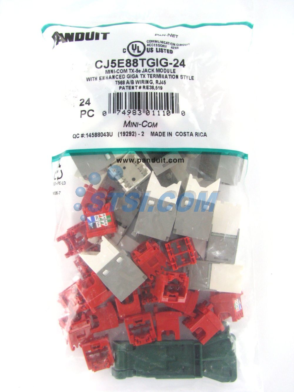 (24-PACK) Panduit CJ5E88TGIG-24 Cat5e Mini-Com Jack Module, Gray ~STSI