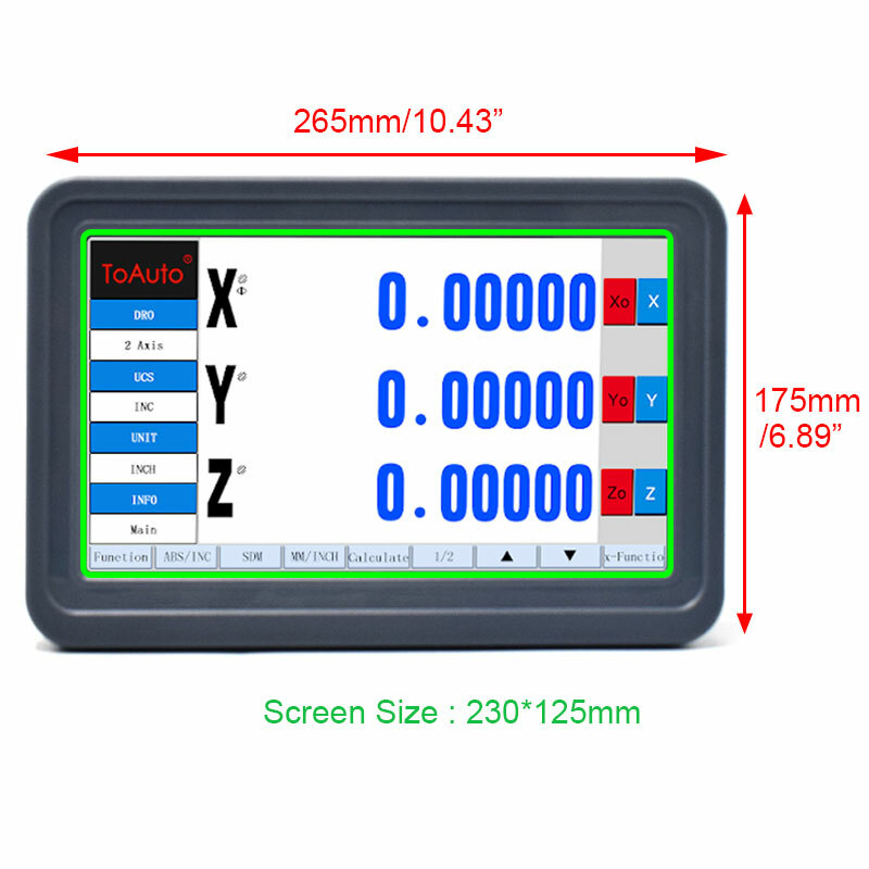 TOAUTO 2/3 Axis LCD Touch Screen DRO Digital Readout 5um TTL Linear Glass Scale