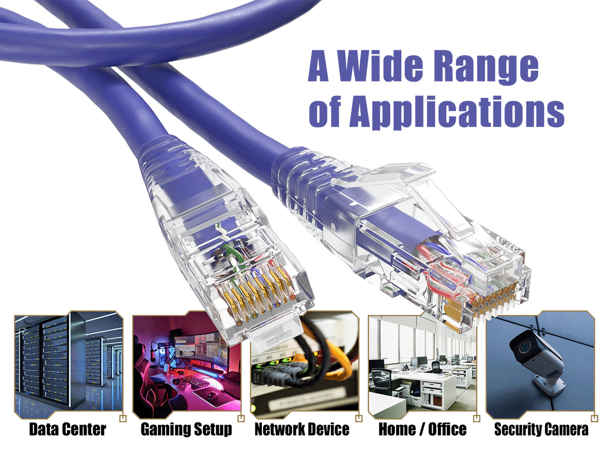 0.5ft Cat6 Ethernet Patch Cable with Clear Boot, UTP, Pure Bare Copper, Purple