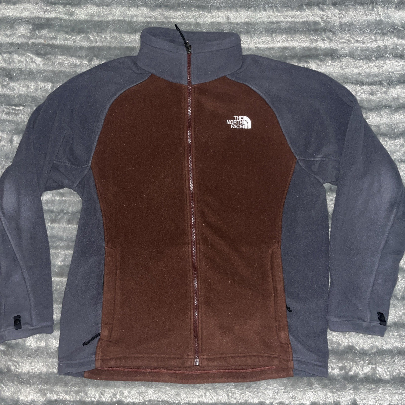 The North Face Jacket Mens Large Brown Gray Full Zip Fleece Hiking Outdoors