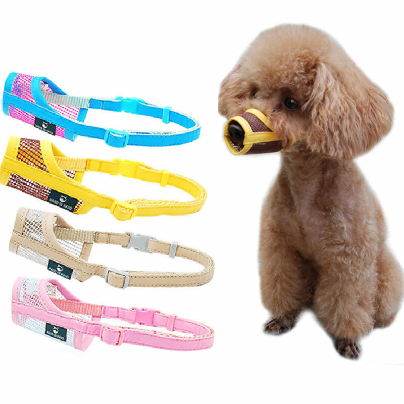 For Small PuppyDog Muzzle Medium/Large Leatherette Nylon Mesh Muzzle Pet Muzzle+