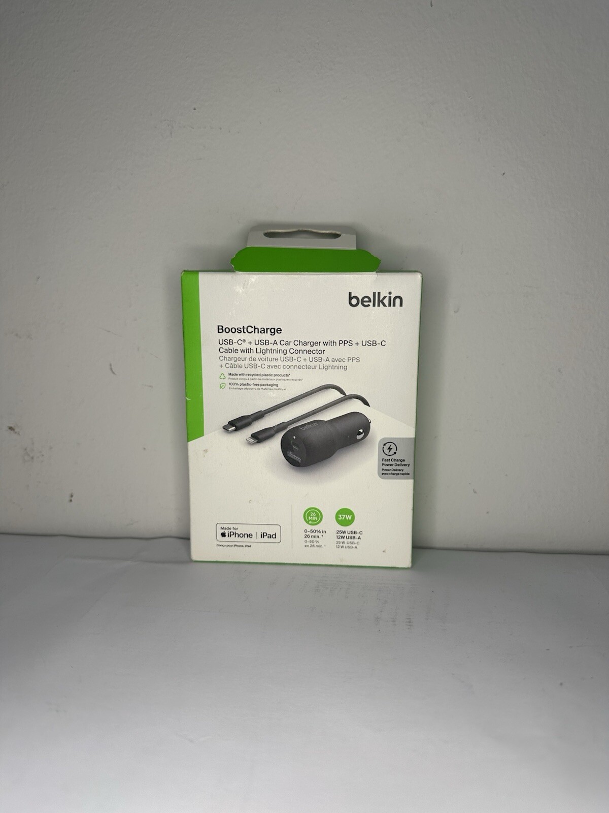 Belkin - BoostCharge Dual Car Charger with PPS 37W with USB-C to iPhone Cable