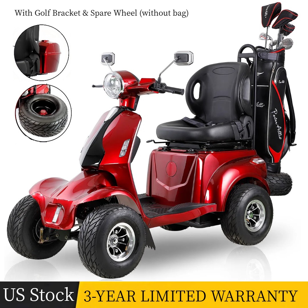 Electric Golf Mobility Scooter Four Wheel Travel 1000W 60V 20AH for Adult Senior