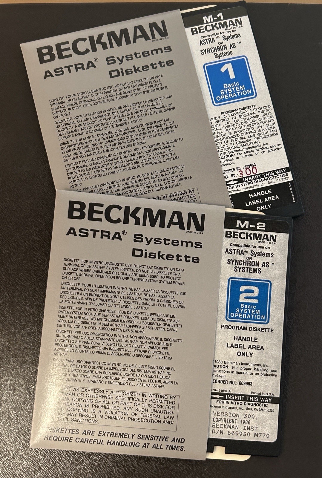 Vintage Beckman Astra Synchron AS Systems Basic Operating Program Floppy Disks