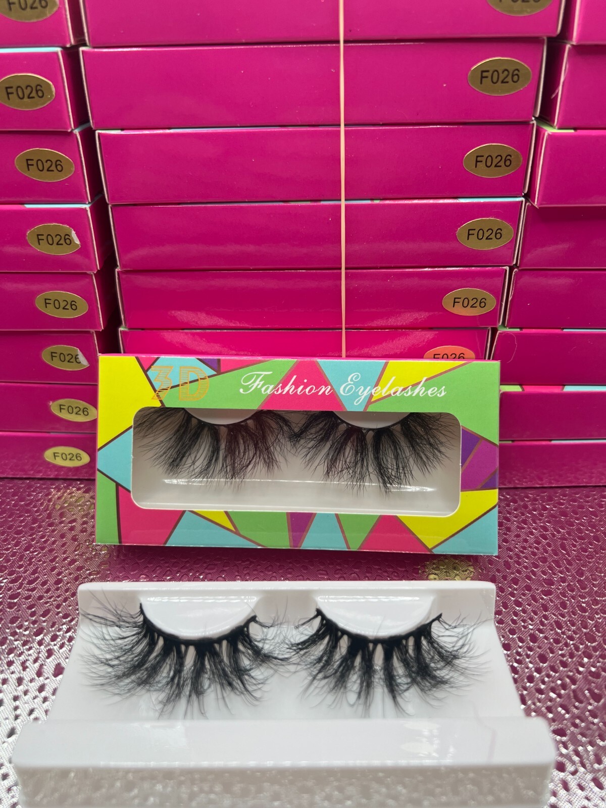 #F026（10 boxes) LONG 3D SYNTHETIC HANDMAD EYELASH BLACK COLOR