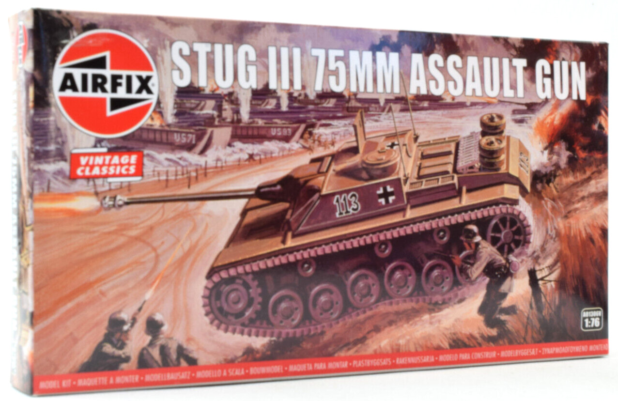 Airfix Vintage Classic Stug III 75mm Assault Gun 1:76 Model Tank Kit A01306V