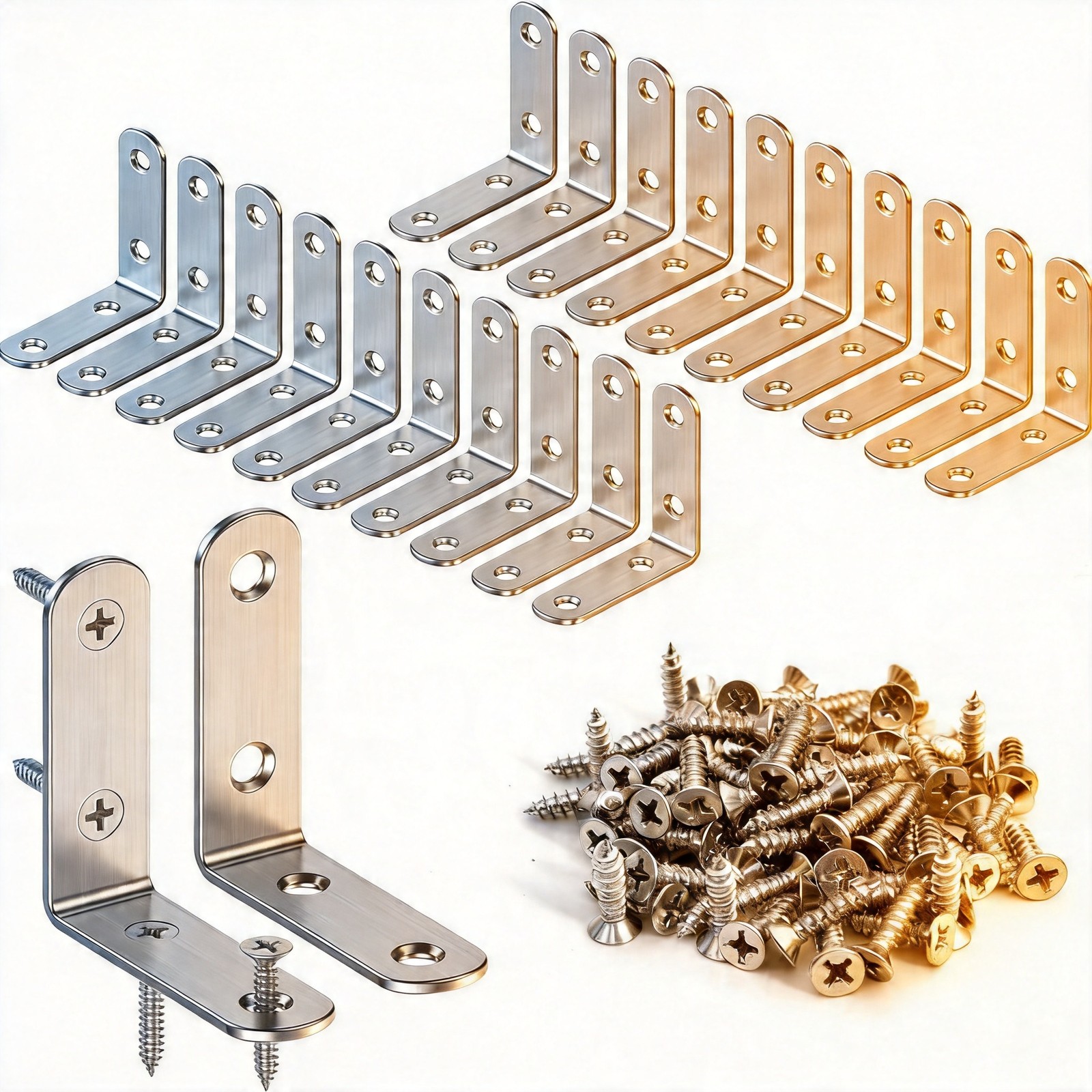 20 Pcs 2 Inch L Bracket Stainless Steel Corner Braces 90 Degree Angle Bracket