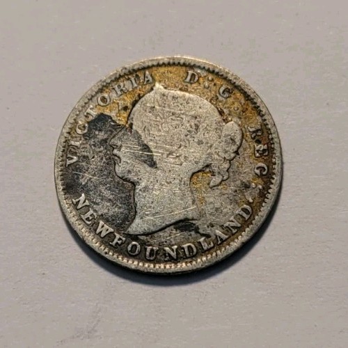 1894 Newfoundland Canada 5 Cents Silver Coin