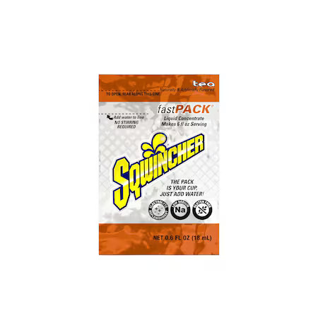 Sqwincher 159015306 Sports Drink Liquid Concentrate 0.6 Oz., Tea, Pk50