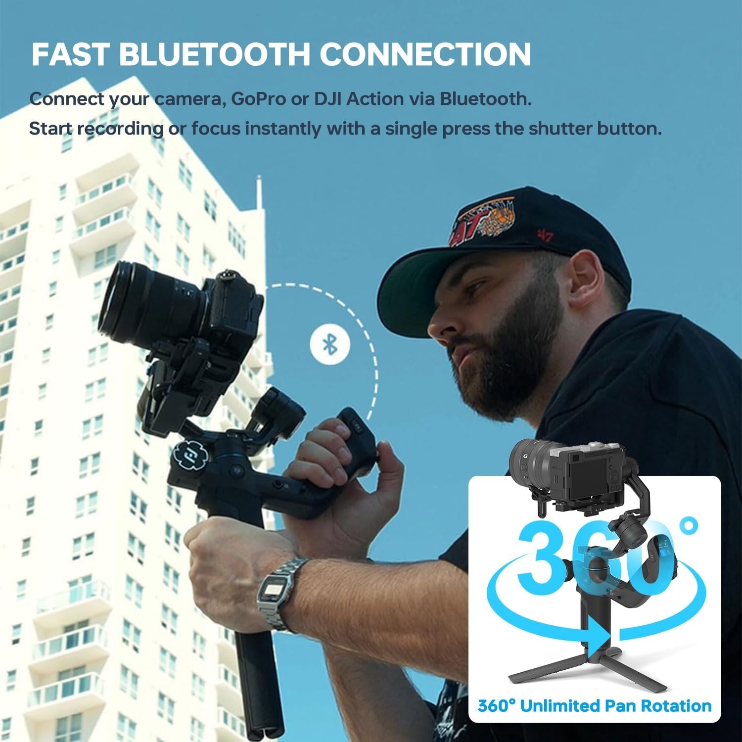 SCORP Mini 3 Pro Gimbal | AI Tracking, Remote Handle for iPhone, Sony ZV Camera