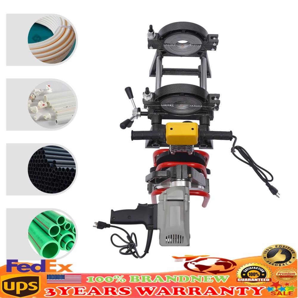 110V Pipe Fusion Welder 2 Clamps 63-200MM Manual PP PE HDPE Pipe Welding Machine