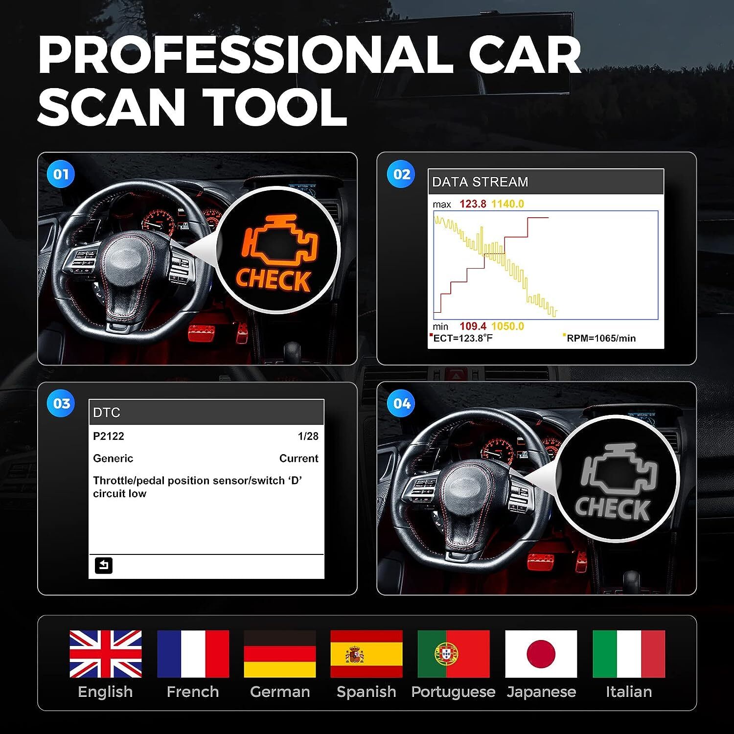 TOPDON Code Reader OBD2 Scanner Automotive Diagnostic Tool Check Engine Fault