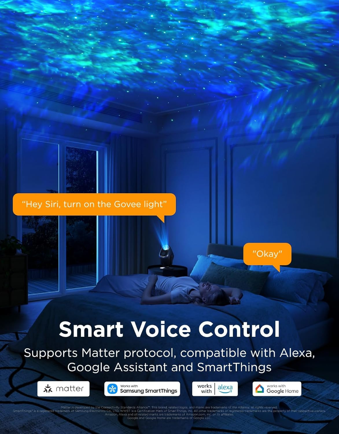 Star Projector Lights, 7-Zone Colorful Nebula Effect, Compatible with Matter, 54