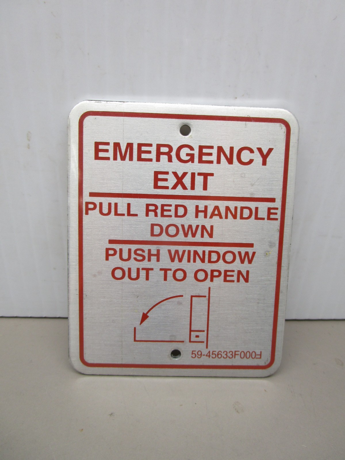 Gillig  59-45633-000  Emergency Exit Instruction Placard Panel
