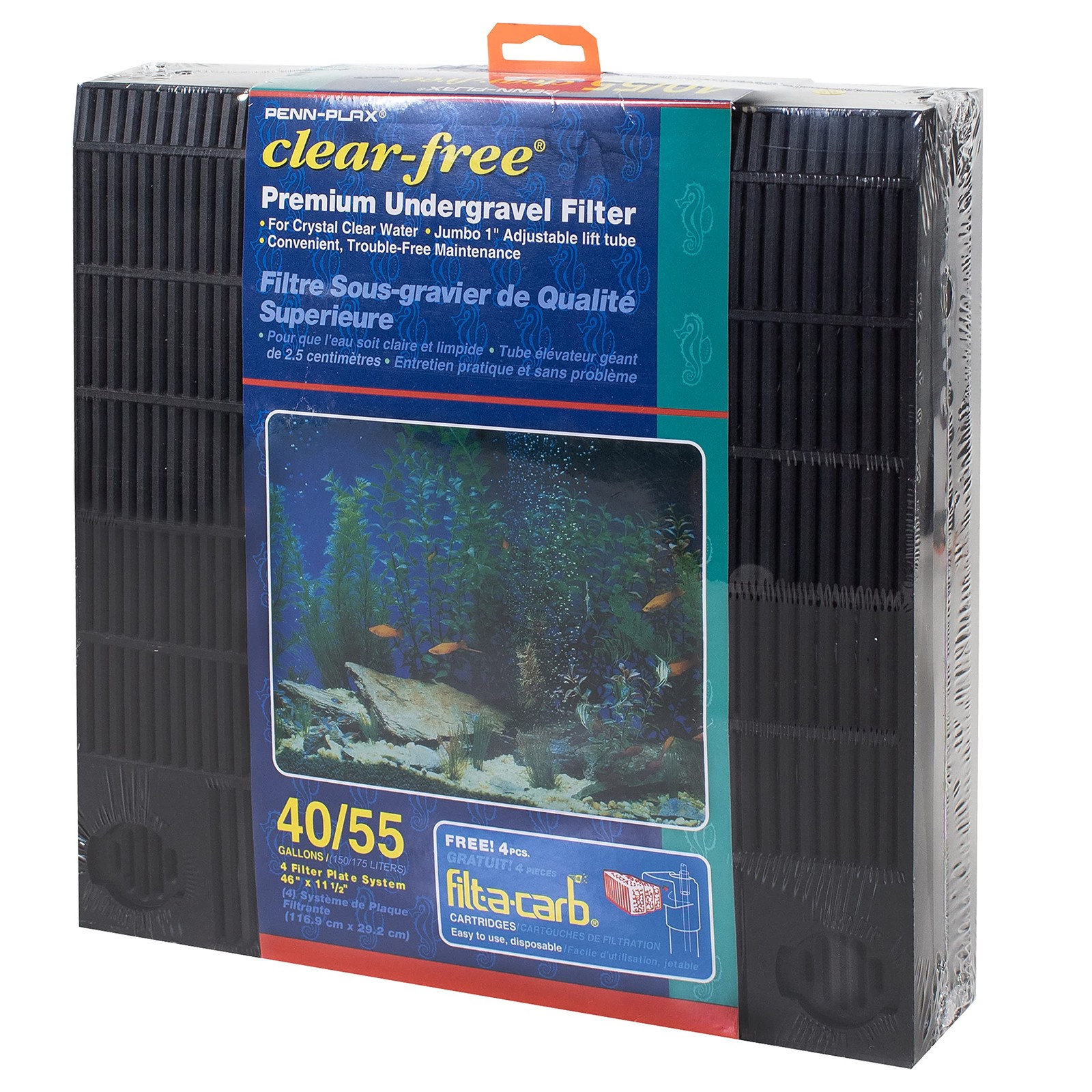 Undergravel Aquarium Filter for 40-55 Gallon Tanks – Four 11.25” x 11.25” Pla...