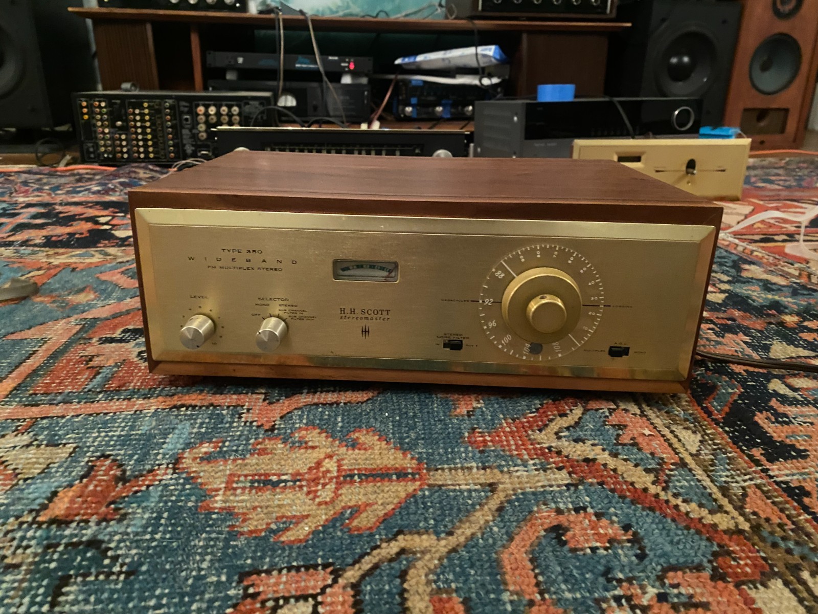 WORKING H.H. Scott 350 Wideband Stereo Tube Tuner with CUSTOM WALNUT CASE
