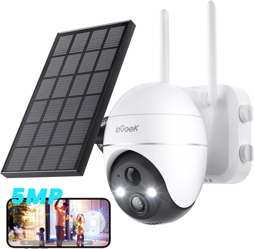 ieGeek Outdoor 5MP WiFi Solar Powered Homesafe IP65 Wireless Secuirty Camera