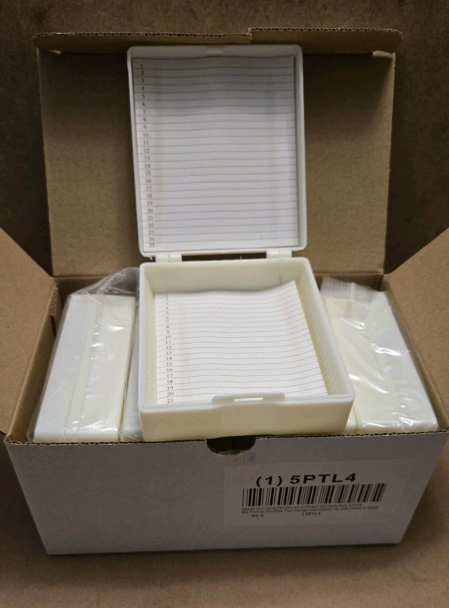 5PTL4 Plastic Microscope Slide Storage Box Holds 25 Slides 5 Pack