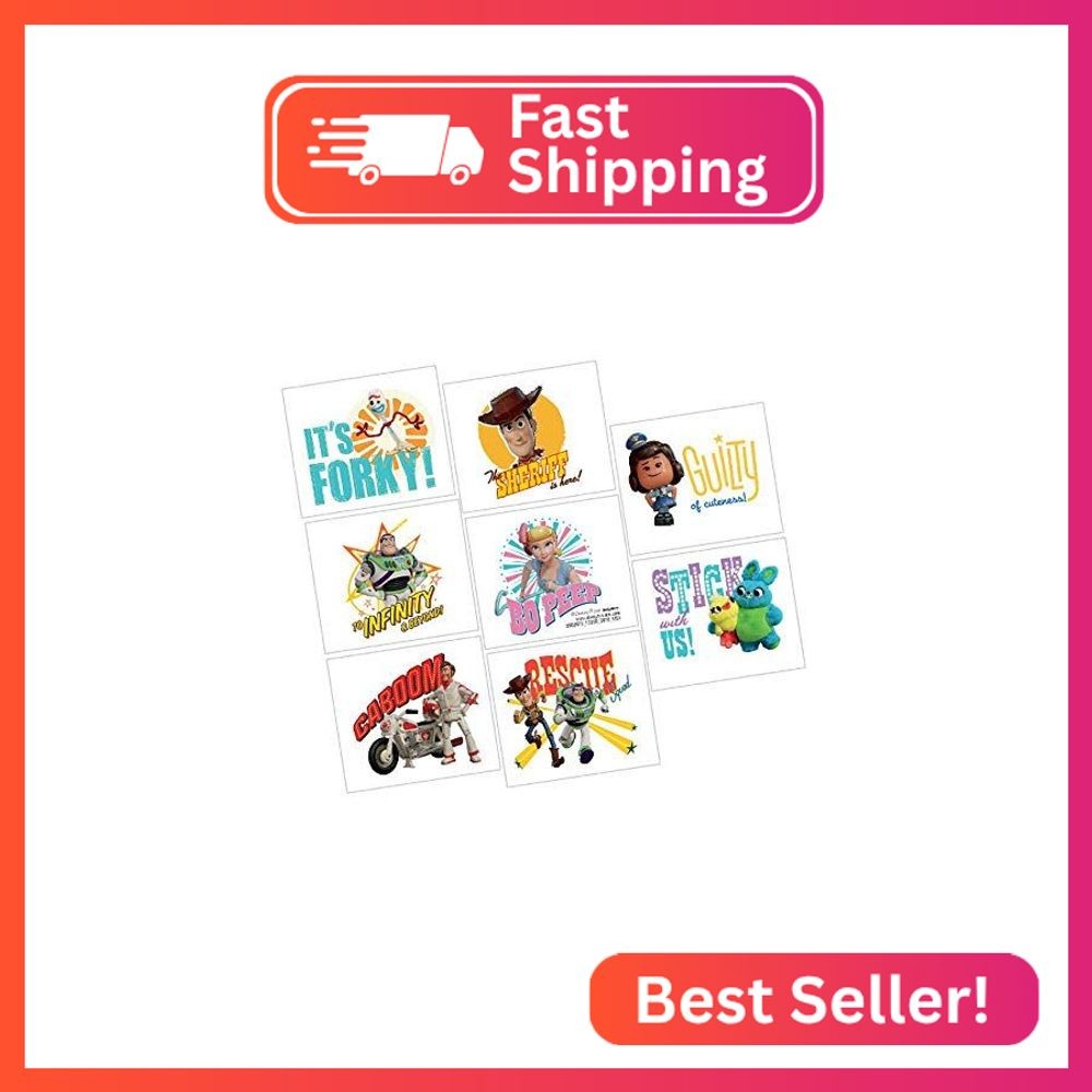 Disney/Pixar Toy Story 4 Tattoos - 2" x 1 3/4" (Pack of 8) - Assorted Designs on