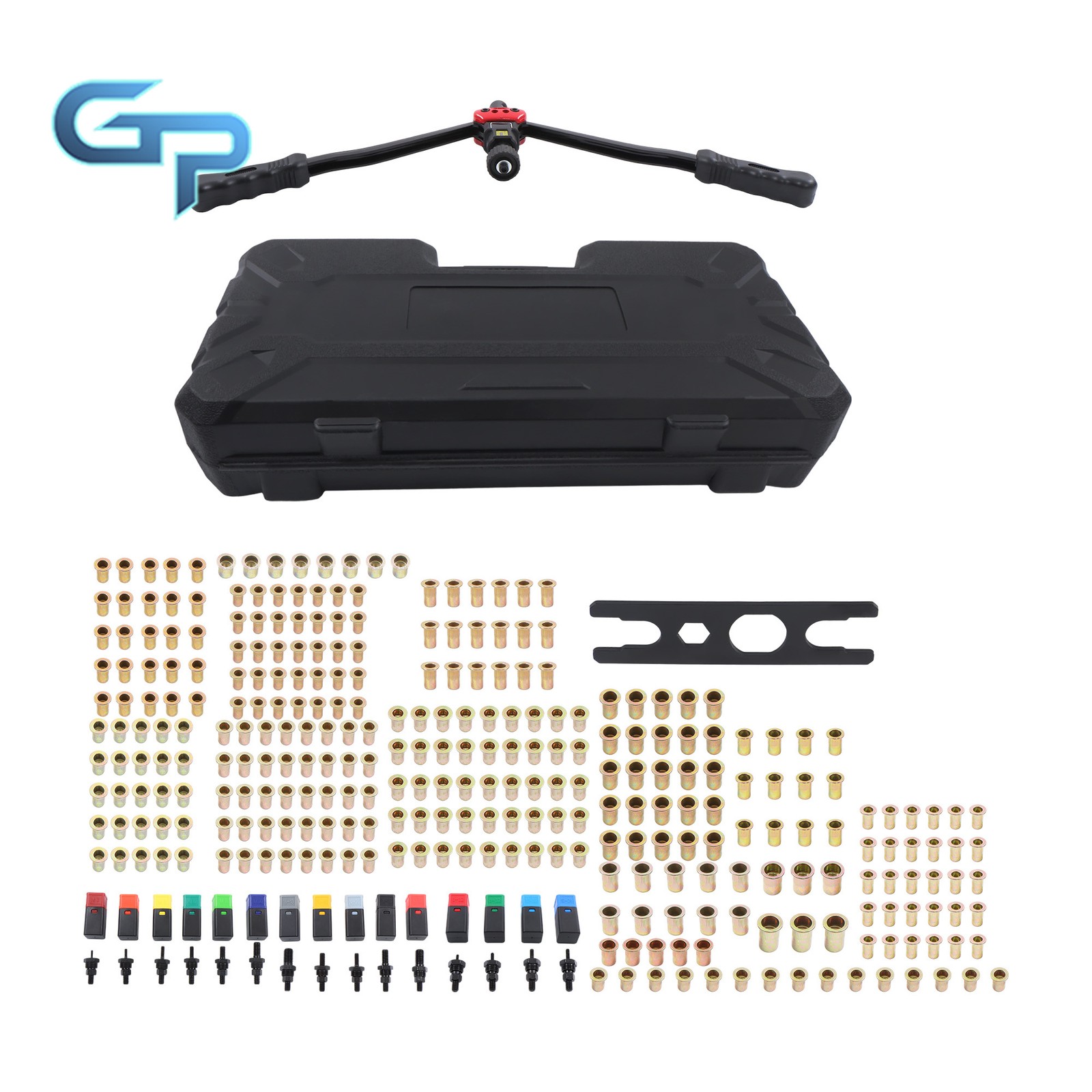 15PCS Metric & SAE Mandrels 300PCS Rivet Nuts For DIY 16'' Rivet Nut Tool Kit