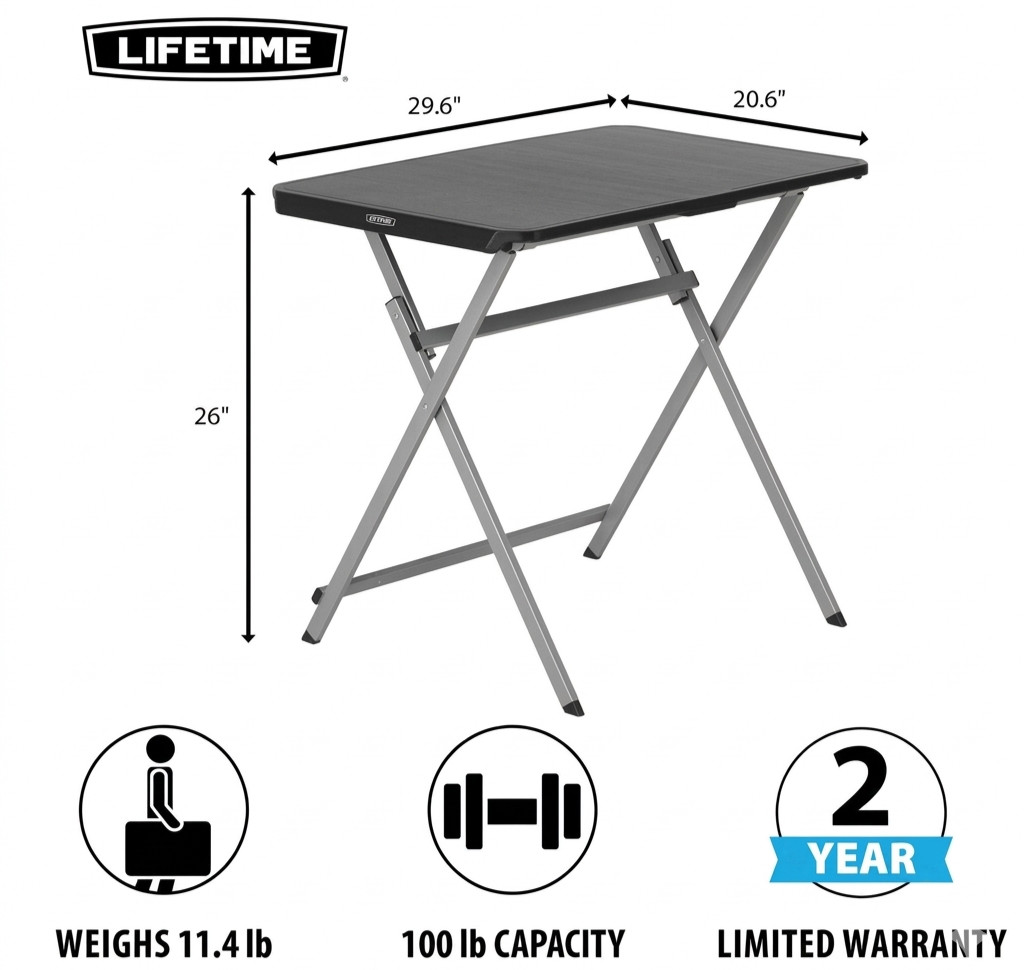 Lifetime 30" Light Commercial Personal Table, Black SAMEDAYSHIP!!!