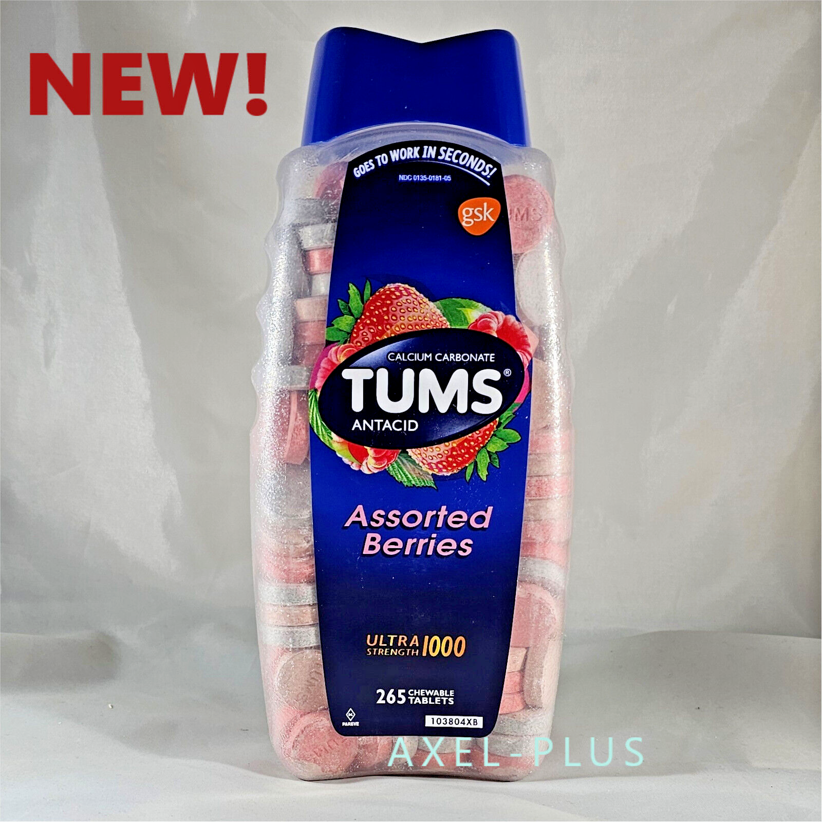 TUMS Antacid Ultra Strength, 265 Chewable Tablets Exp 01/2029