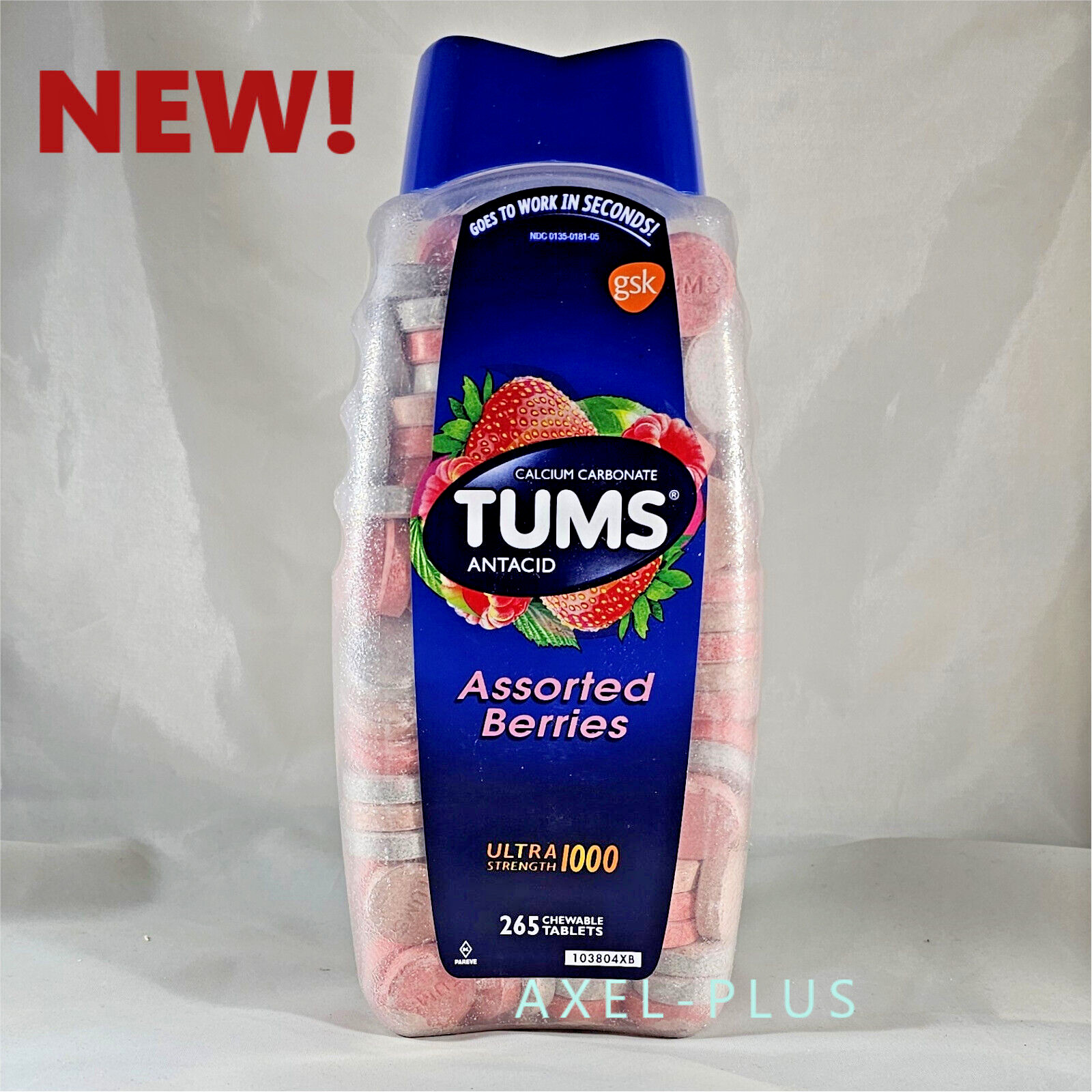 TUMS Antacid Ultra Strength, 265 Chewable Tablets Exp 01/2030