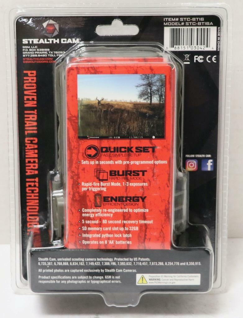 NEW - Stealth Cam BT16 FX Shield 16MP Infrared Trail Camera STC-BT16A