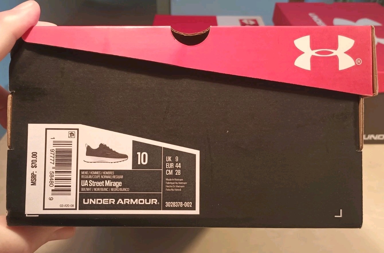 Men's UNDER ARMOUR - Street Mirage Athletic Shoes, Blk/Wht - SZ 10, NIB $70 MSRP