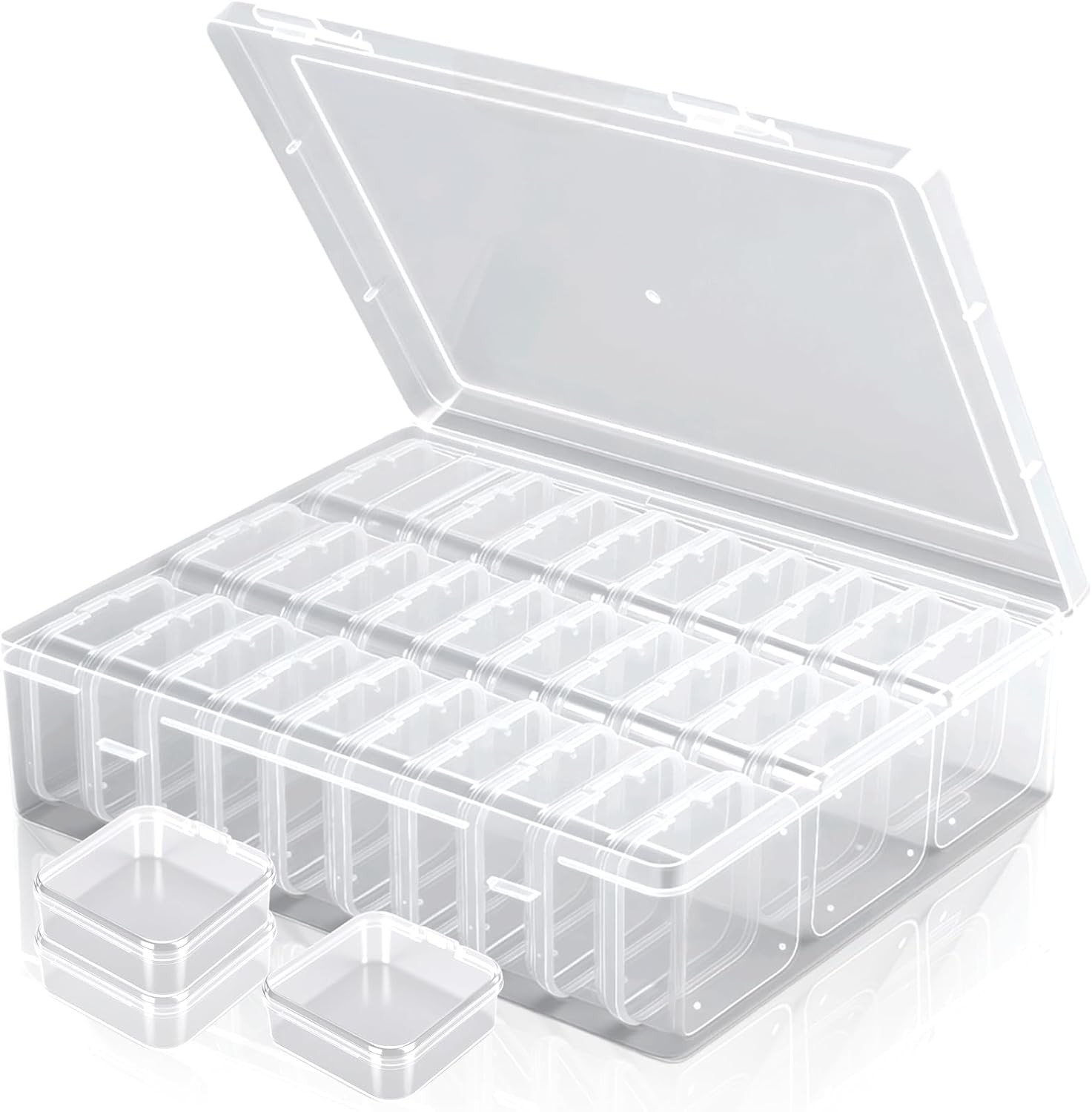 31-Piece Clear Bead Organizer Box: Small Jewelry & Craft Storage Containers