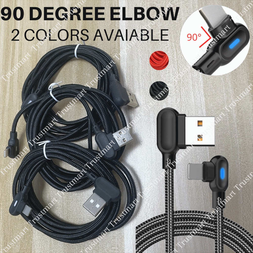 3/6 Pack 90 Degree Braided USB Charging Cable 6Ft For iPhone 12 11 Charger Cord