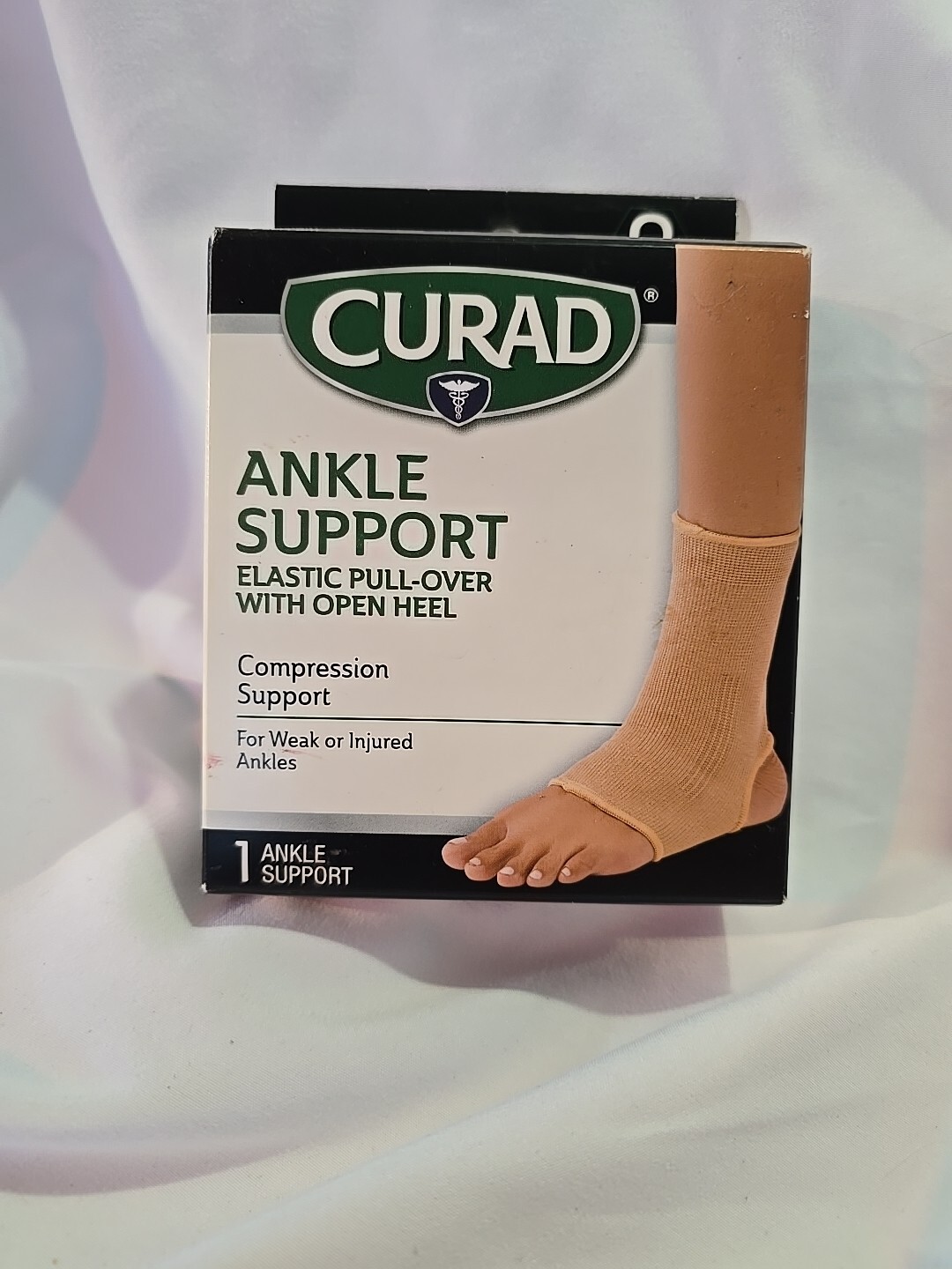 CURAD - ANKLE SUPPORT - ELASTIC PULL-OVER WITH OPEN HEEL - FLEX SUPPORT - NEW!!