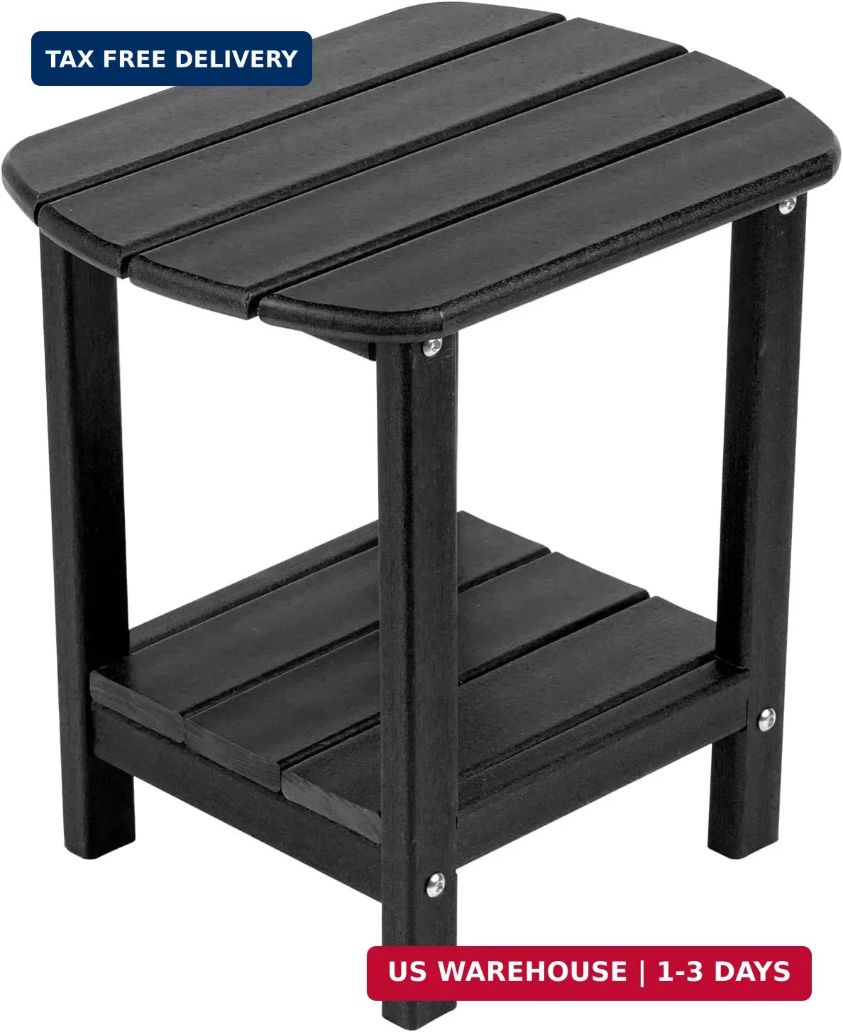 Adirondack Square Outdoor Side Table,2-Tier Storage Patio Side Table with Weathe