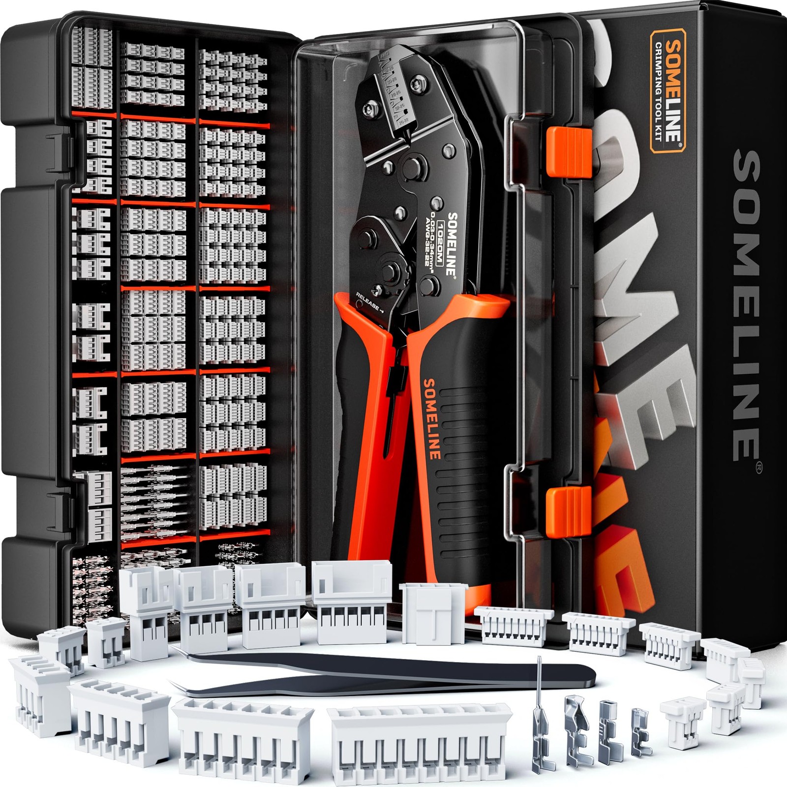 SOMELINE Crimp Tool Connector Kit, JST-SH 1.0mm/PH 2.0mm Orange/Black